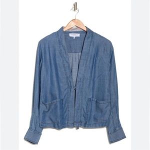 Anthropologie Current Air Chambray Tie Front Kimono Jacket Size S - Never Worn